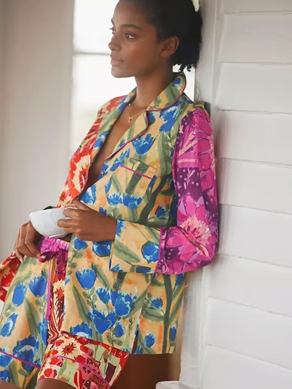 Anthropologie Roeqiya Fris Garden Bloom Flannel Pajama Top, Boho Loungewear